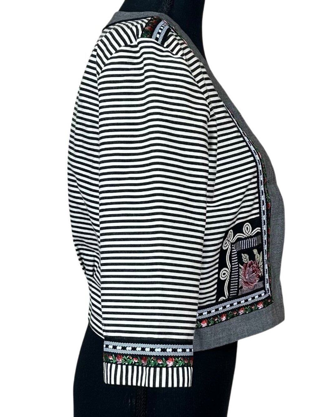Ala Bonne Renommee Paris Art To Wear Striped Cropped Jacket Size S - Picture 2 of 11